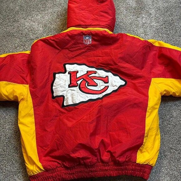 Vintage Kansas City Chiefs Logo Athletic puffer‎ jacket with removable hood XL - Picture 2 of 7
